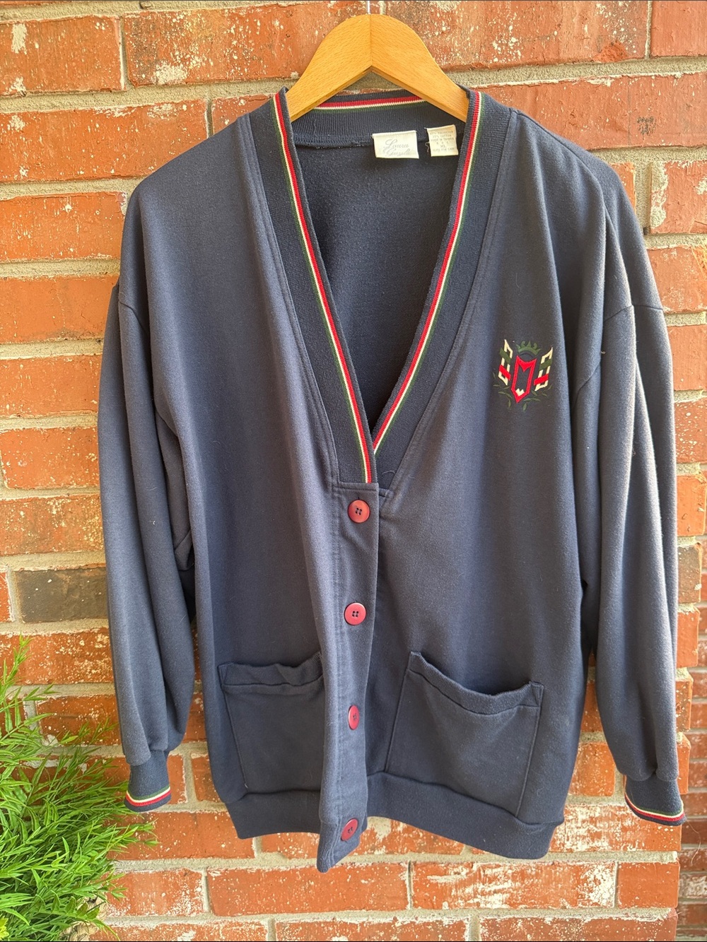 Vintage Laura Gayle Navy Cardigan with Red Buttons